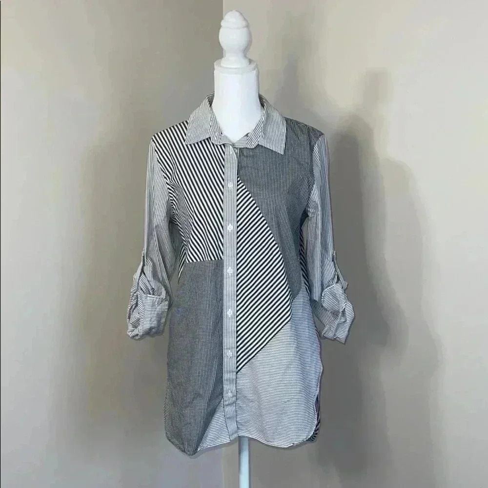 Calvin Klein Rolled Sleeve Striped Shirt NWOT​​​